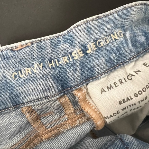 American Eagle Jeans Women 00 R Curvy Hi Rise Jegging light distressed b22 - Picture 10 of 10